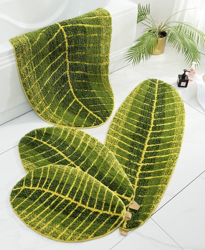 Alfombra de baño con hojas de plátano tropicales