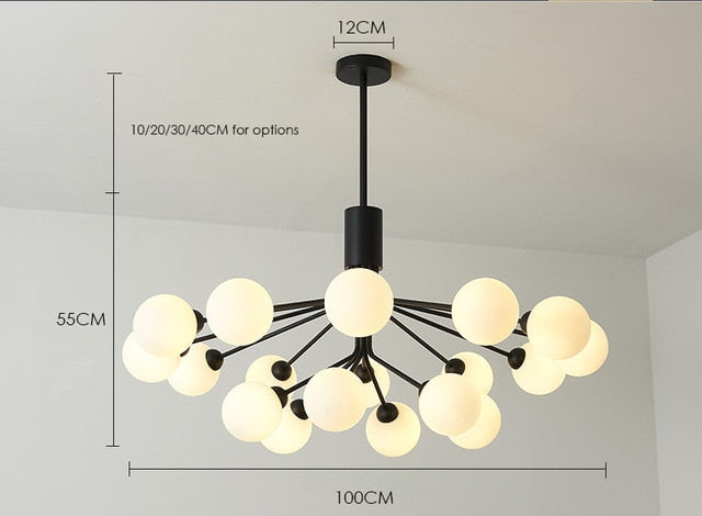 Elena - Lustre moderne en forme de globe en verre