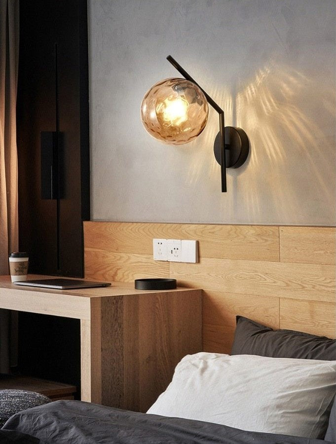 Faulkner - Aplique de pared moderno con globo de cristal