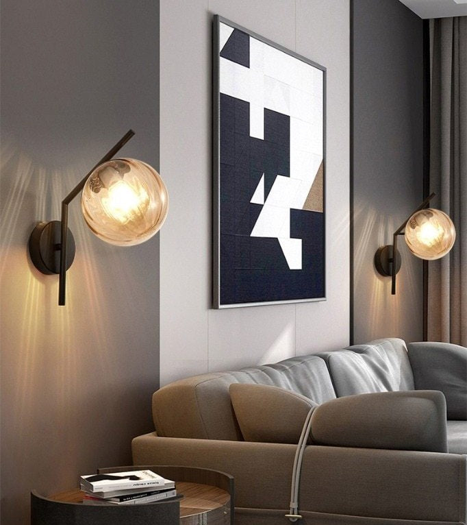 Faulkner - Aplique de pared moderno con globo de cristal