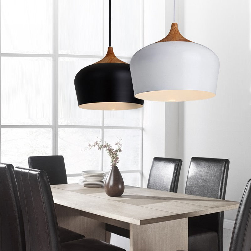 Scandinavian Design Hanging Pendant Lighting in Black or White Finish