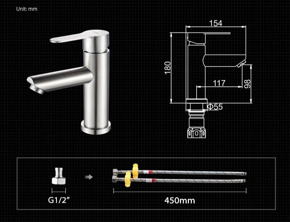 Grifo de baño clásico de acero inoxidable