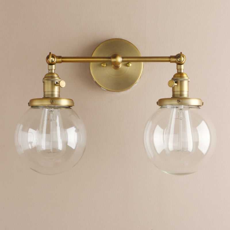 Aplique de pared de cristal con forma de globo y dos focos Deacon
