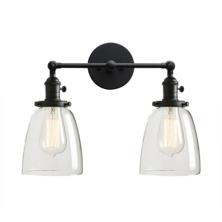 Black Vintage Two-Bulb Wall Sconce