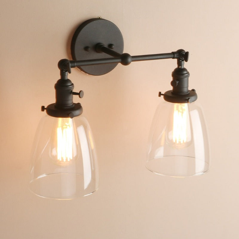 Aplique de pared vintage Wilson de dos focos