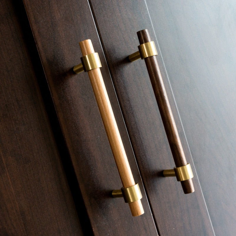Manijas modernas de madera para gabinetes y cajones