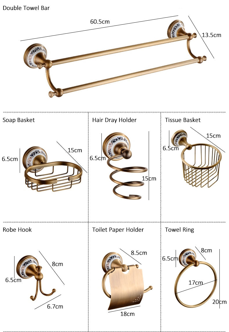 Juego de herrajes para baño de latón antiguo