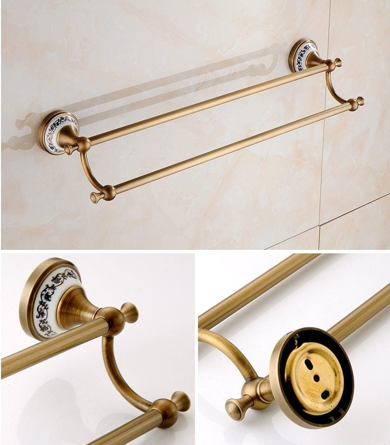 Juego de herrajes para baño de latón antiguo