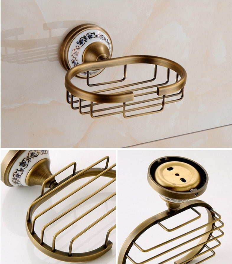Juego de herrajes para baño de latón antiguo