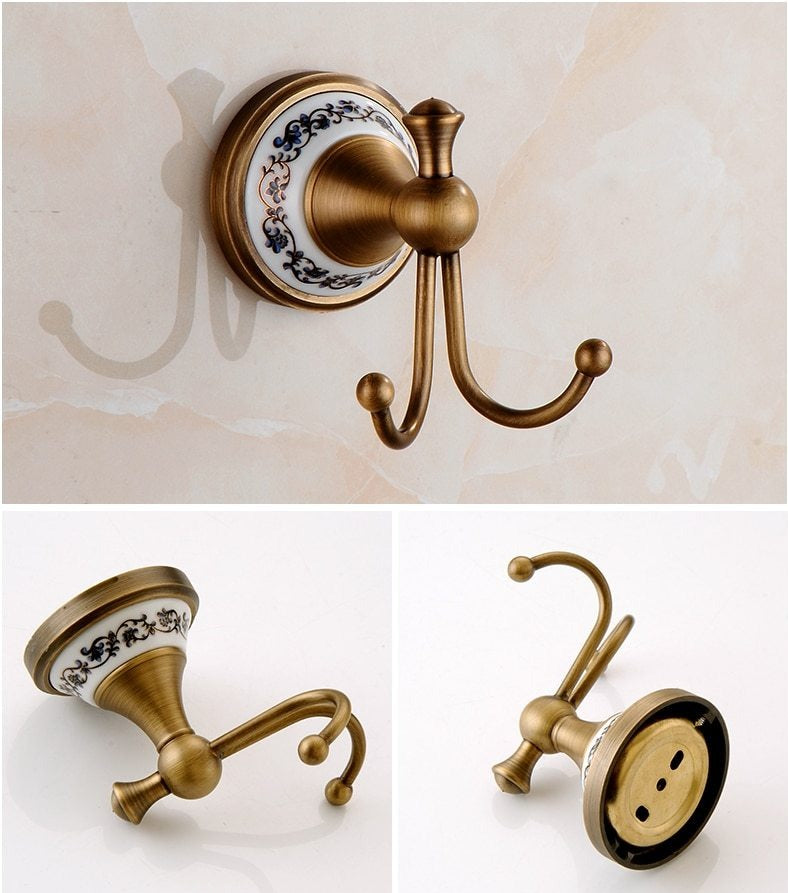 Juego de herrajes para baño de latón antiguo