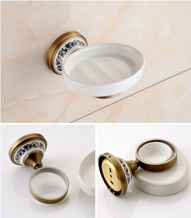 Juego de herrajes para baño de latón antiguo