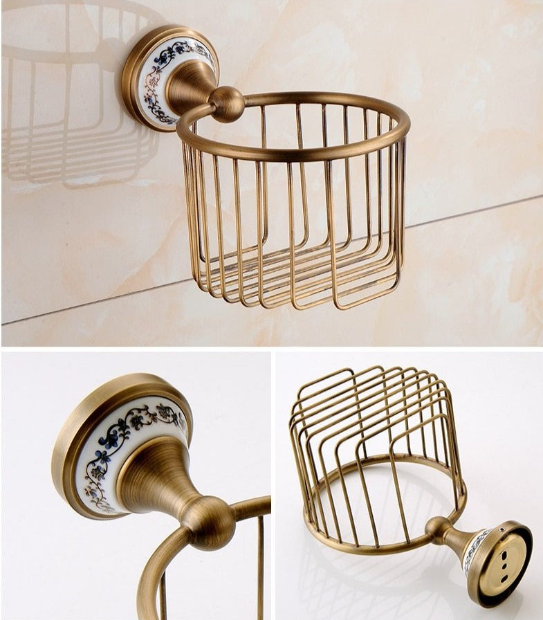 Juego de herrajes para baño de latón antiguo