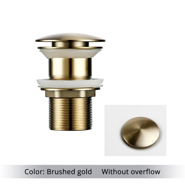 Brushed Gold Polished Brass Bathroom Sink Drains without overflow