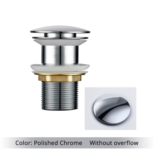 Polished Chrome Polished Brass Bathroom Sink Drains without overflow