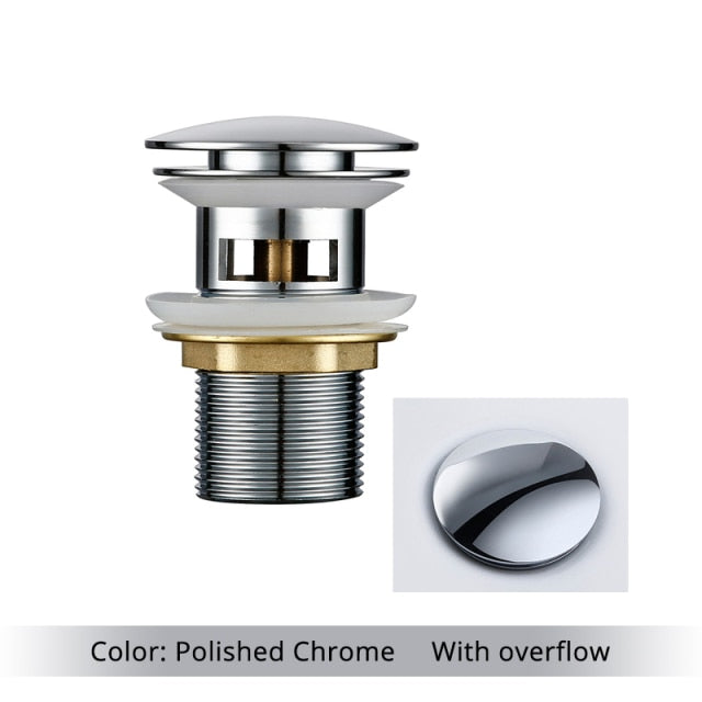 Polished Chrome Polished Brass Bathroom Sink Drains with overflow