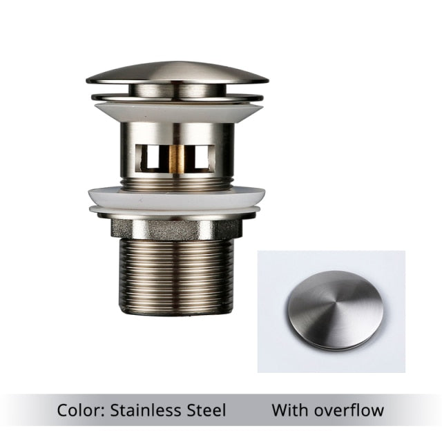 Stainless Steel Polished Brass Bathroom Sink Drains with overflow