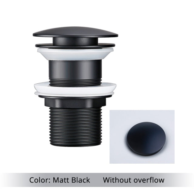 Matte Black Polished Brass Bathroom Sink Drains without overflow