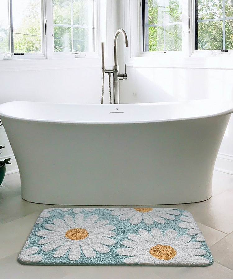 Tapis de bain à fleurs original