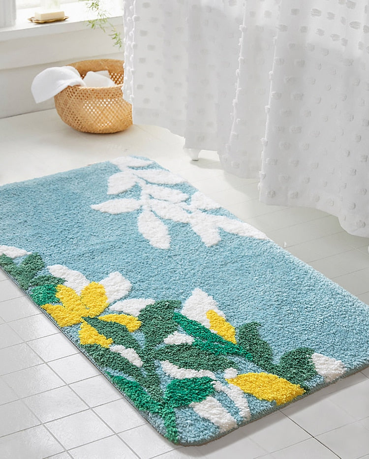 Tapis de bain à fleurs original