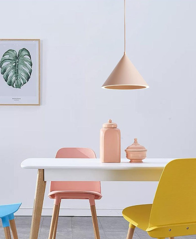 pink modern geometric pendant light fixture