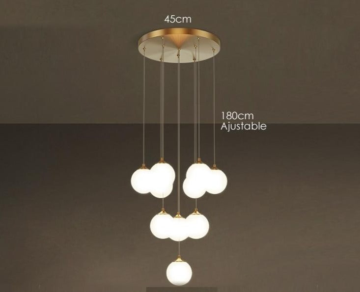 Lámpara de araña moderna con forma de globo esmerilado