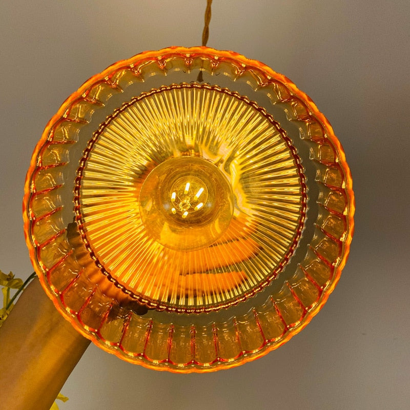 Amber retro glass pendant light