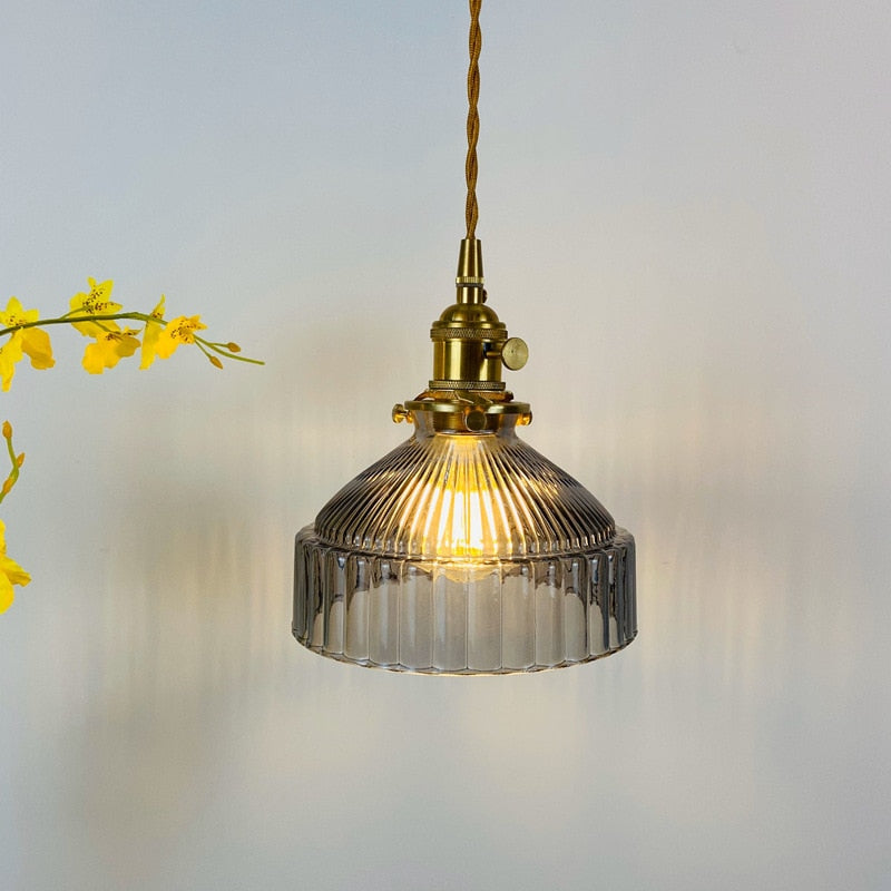 Gray vintage textured glass pendant light
