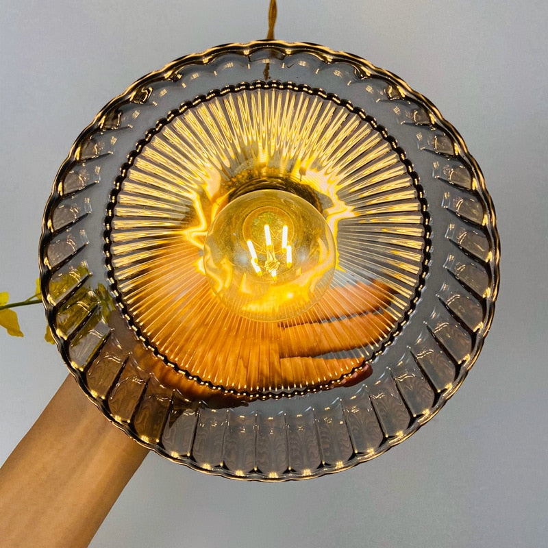 Gray retro glass pendant light