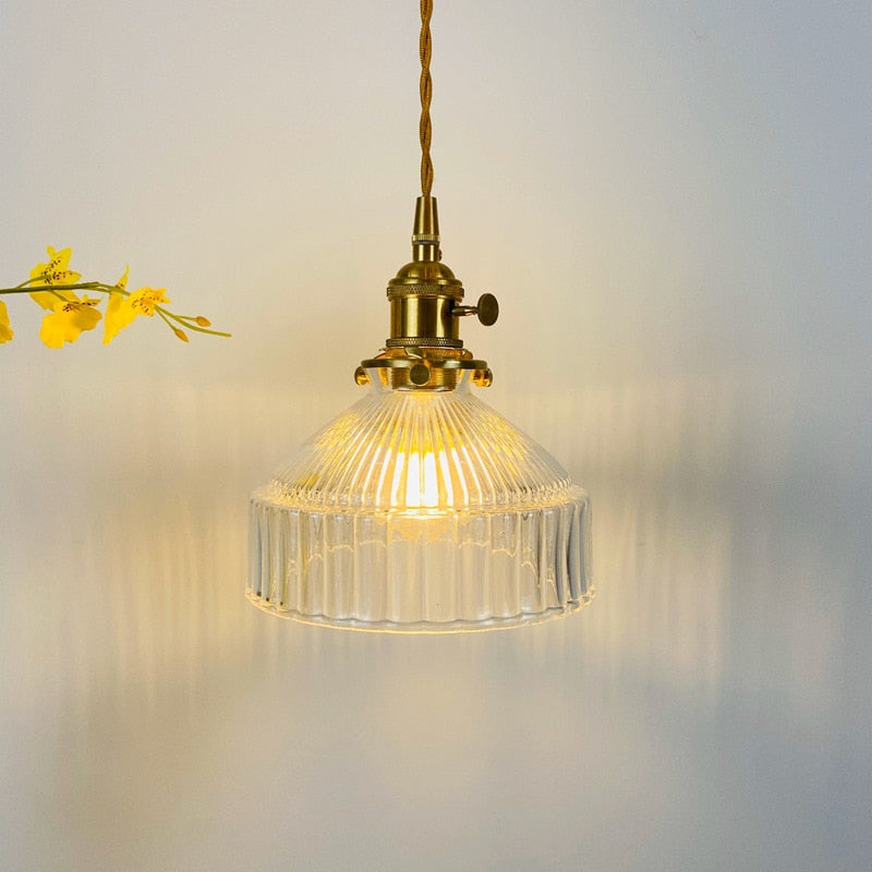 Clear vintage textured glass pendant light