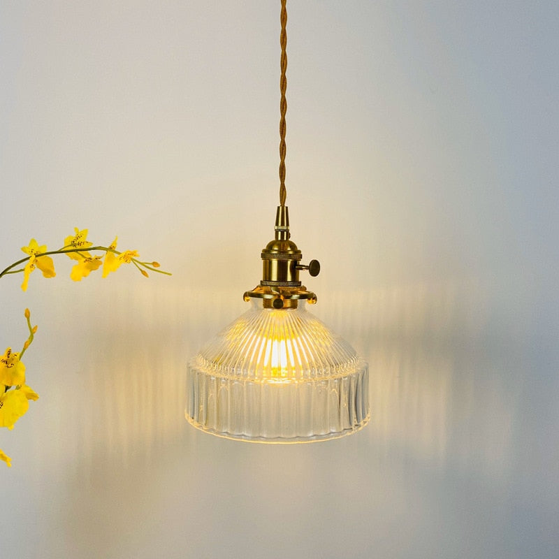 Transparent vintage textured glass pendant light