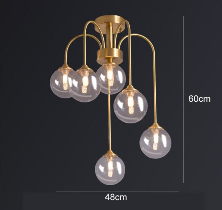 Terez - Lámpara de araña moderna con forma de globo de cristal