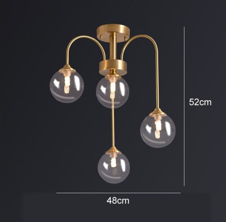 Terez - Lámpara de araña moderna con forma de globo de cristal