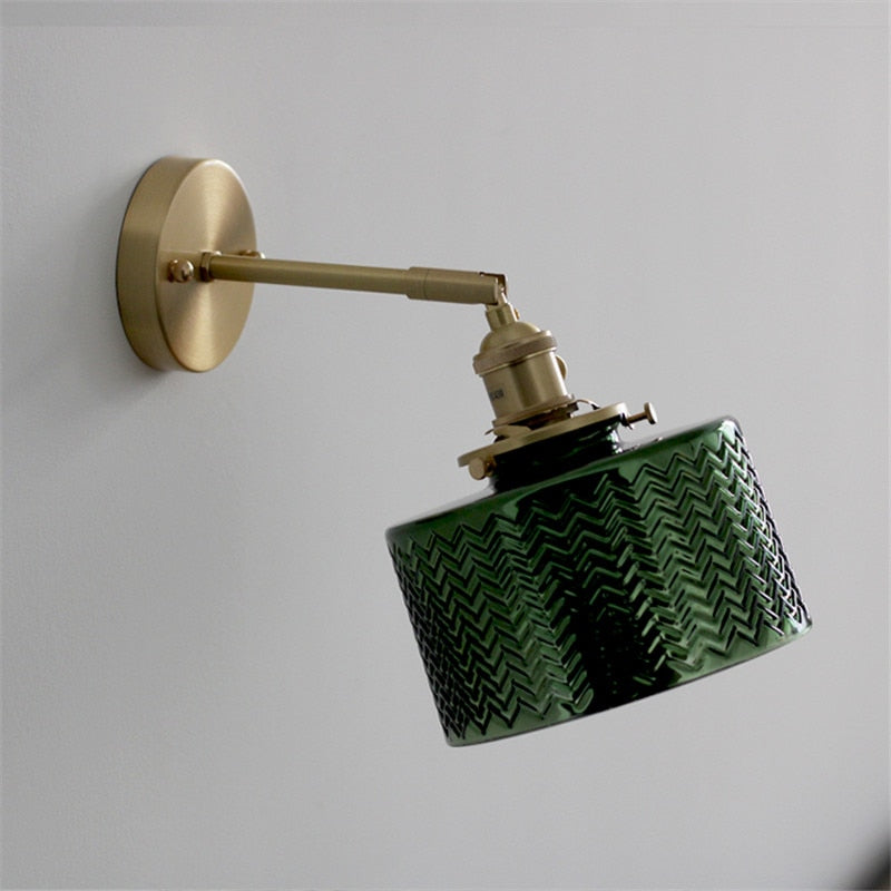 vintage green glass wall light