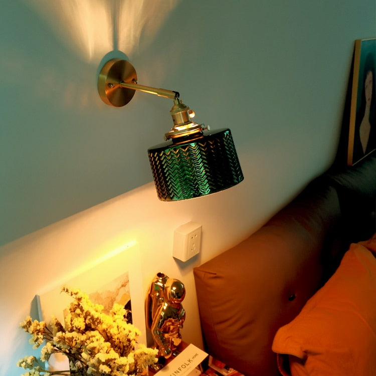 green glass wall sconce