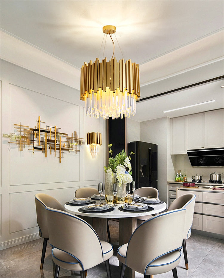 Modern circular glass crystal chandelier