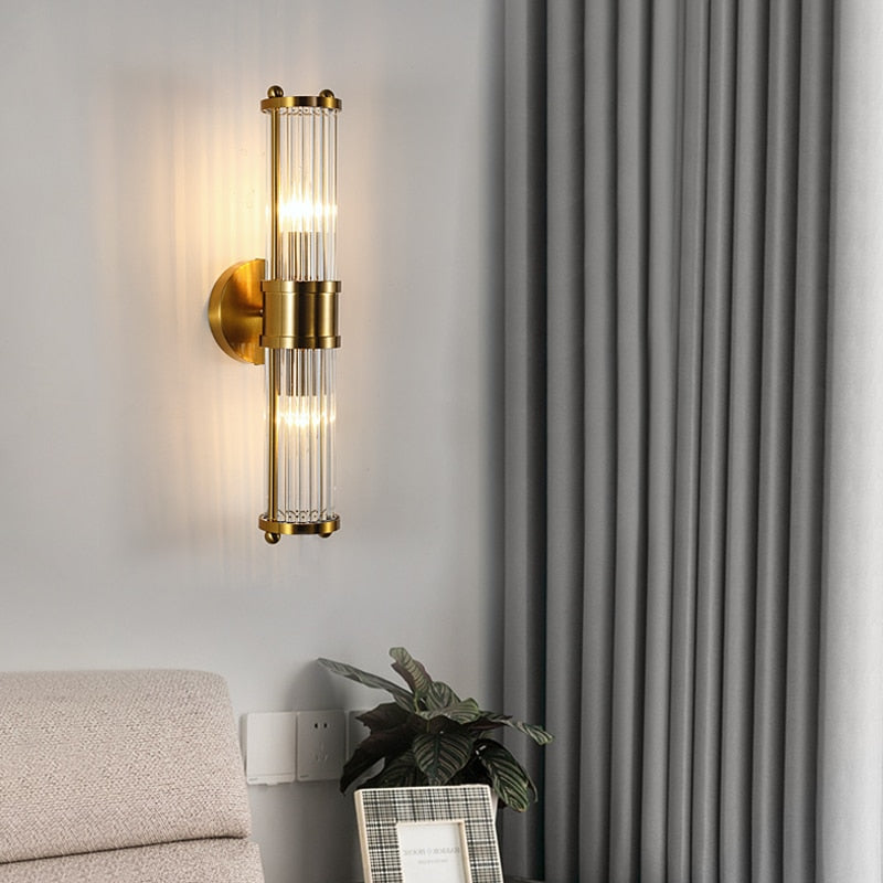 Two-bulb polished brass wall sconce