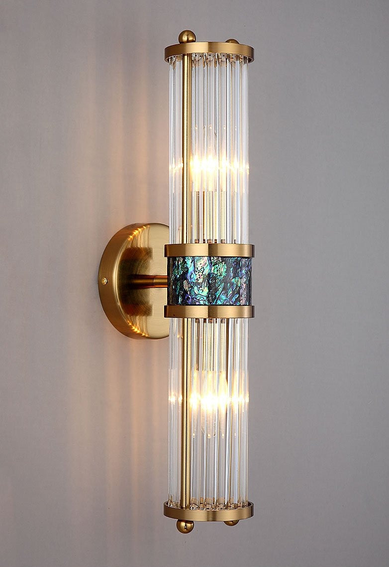 Two-bulb modern polished brass wall sconce for hallways