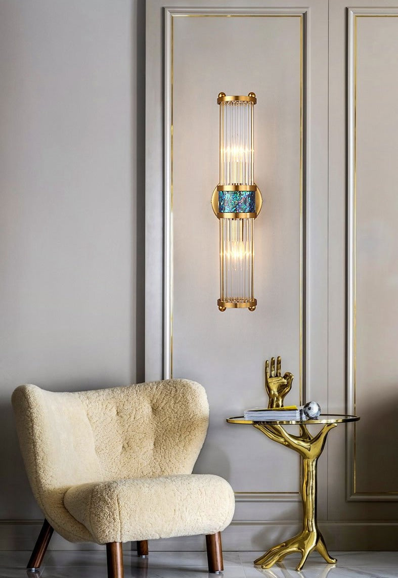 Two-bulb glass wall sconce