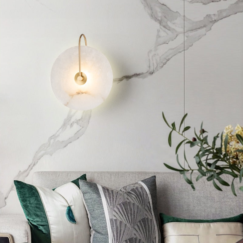 Artisan crafted Modern White Marble Wall Sconce