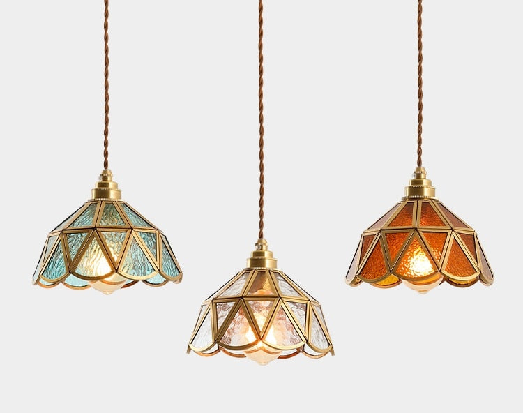 Modern Copper Vintage Stained Glass Pendant Lights