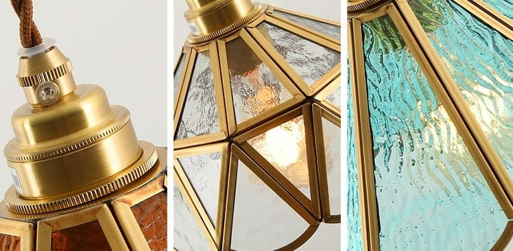 Suspensions vintage en vitrail