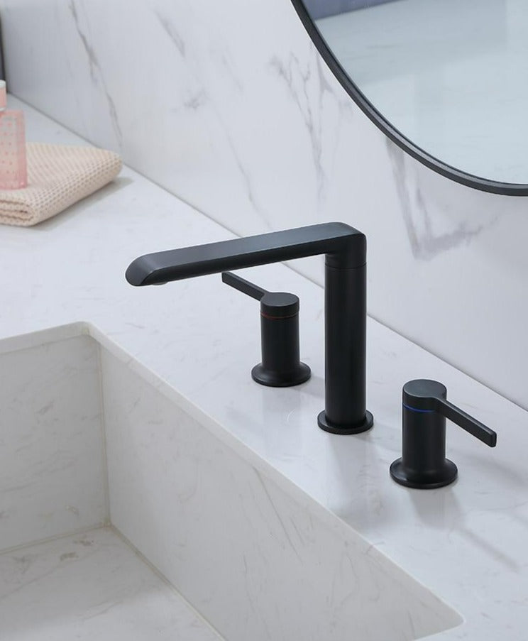 Modern Double Handle Bathroom Faucet in Black