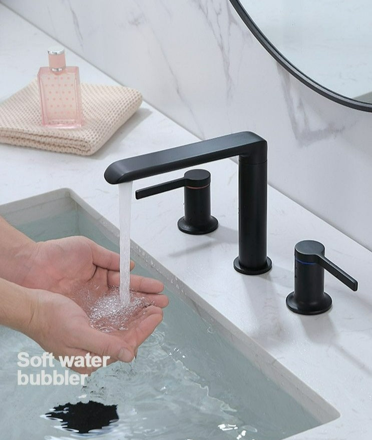 Black Modern Double Handle Bathroom Faucet