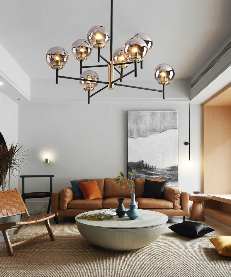 Smokey Gray Glass Chandelier