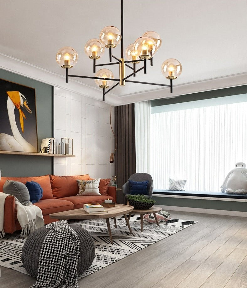 Contemporary Glass Globe Chandelier for Living Room