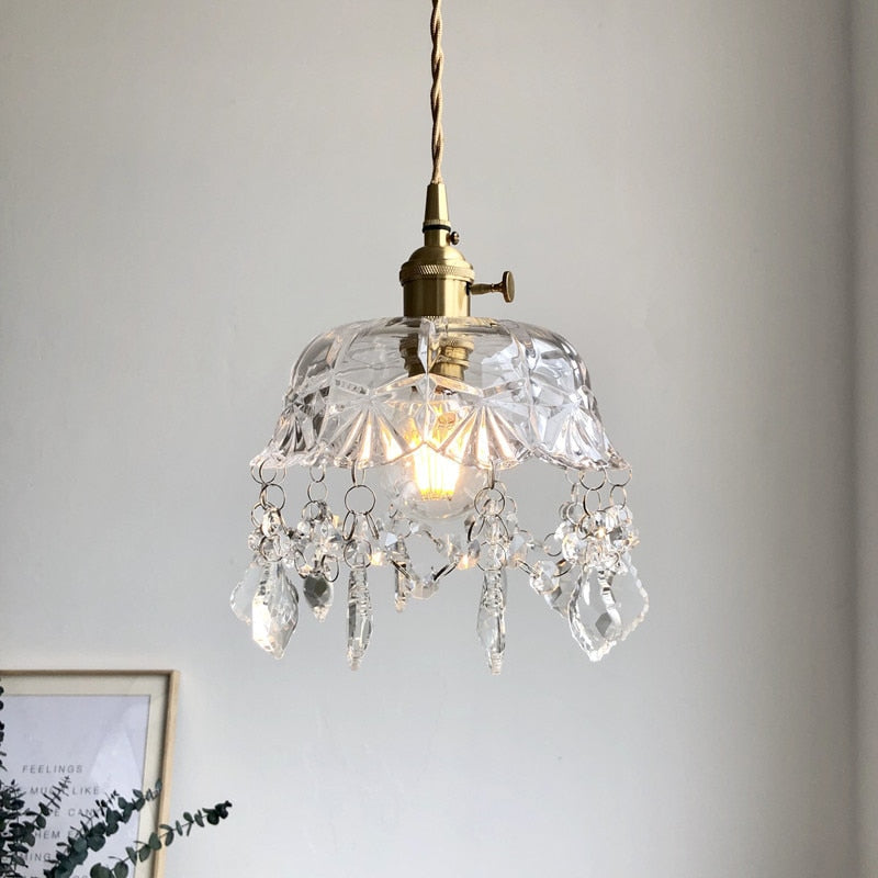 Lámpara colgante de cristal de vidrio vintage