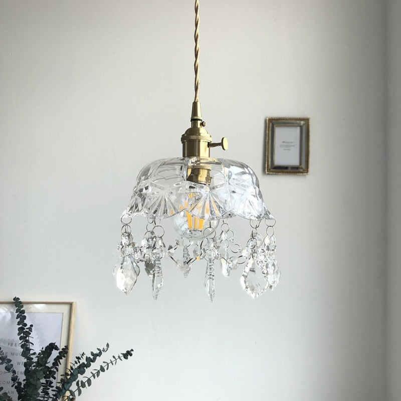 Lámpara colgante de cristal de vidrio vintage