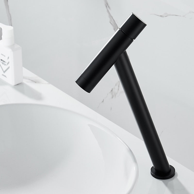 Tall Black Modern Single Handle Bathroom Faucet
