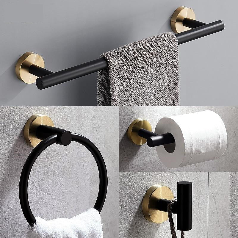 Black & Gold Bathroom Hardware Set