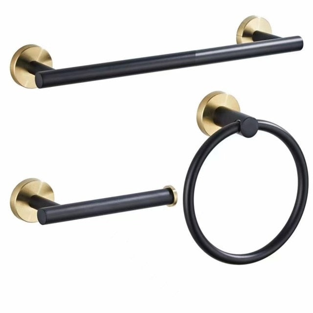 Black & Gold Bathroom Hardware Set